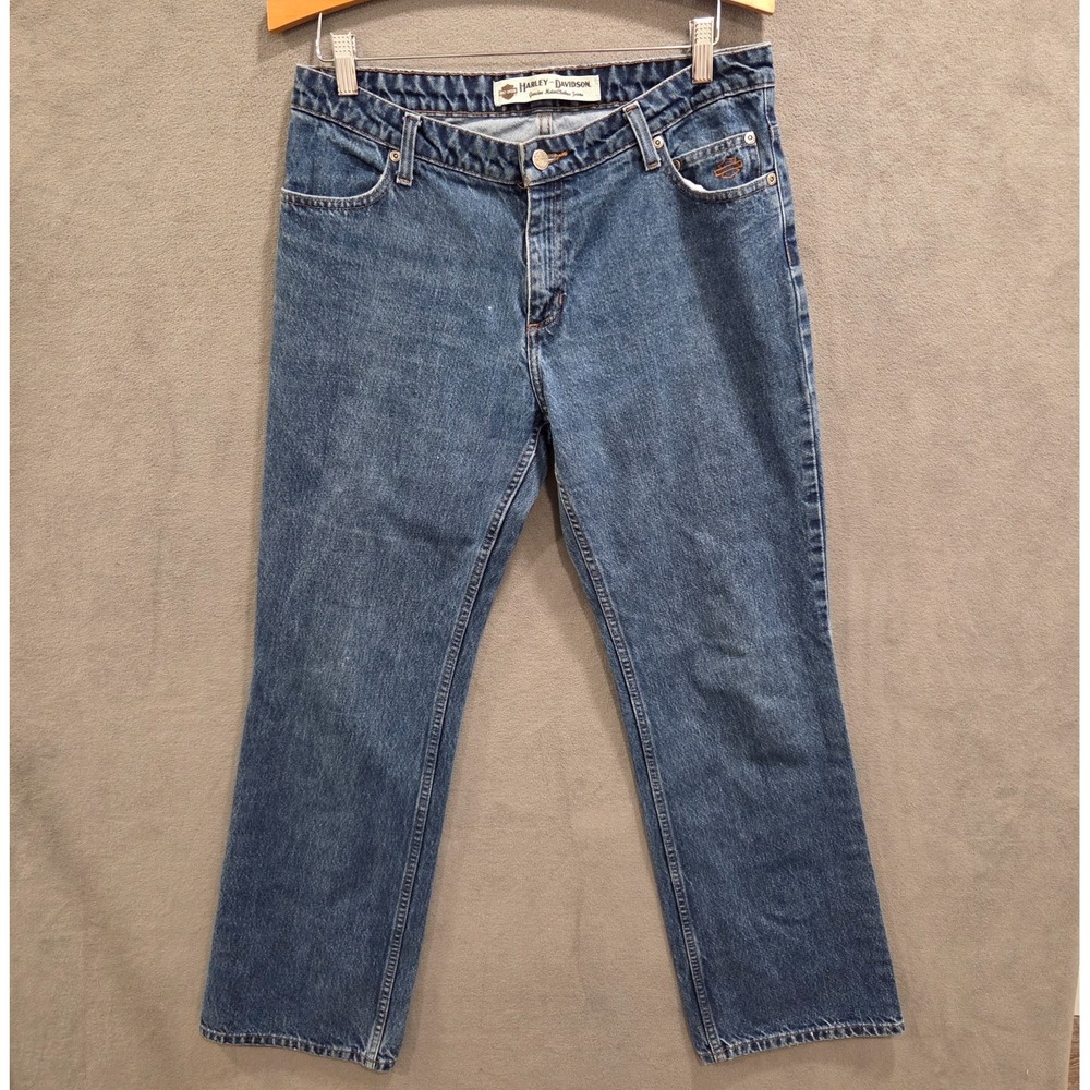 Harley‎ Davidson Y2K Blue Jeans Women 10 Straight Leg Denim Bikercore Motorcycle